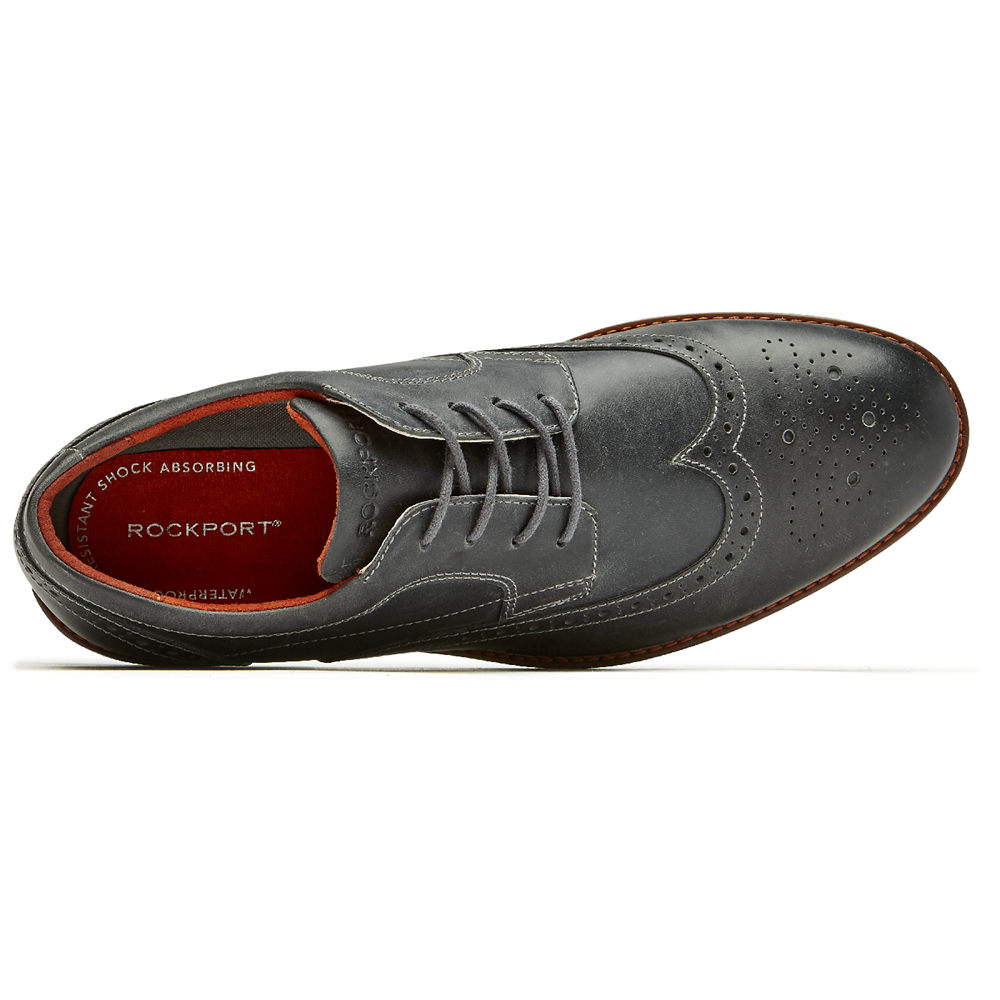 Rockport Singapore Mens Lace Up - Dustyn Wingtip Grey - XA1324750